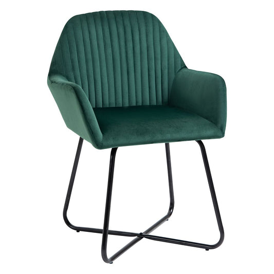 Modern Accent Chair Velvet-Feel Upholstered Lounge Armchair Metal Base Green S0671347044