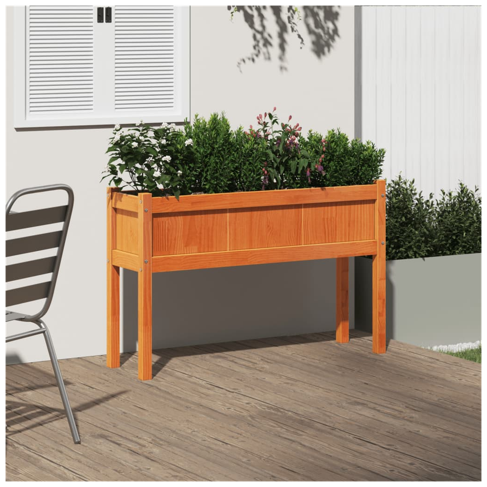 vidaXL Garden Planter with Legs Wax Brown 110x31x70 cm Solid Wood Pine S0671394905