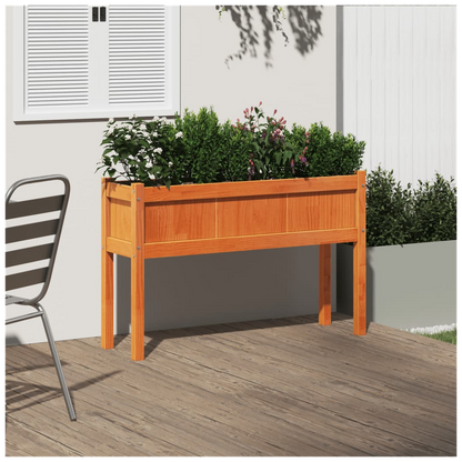 vidaXL Garden Planter with Legs Wax Brown 110x31x70 cm Solid Wood Pine S0671394905