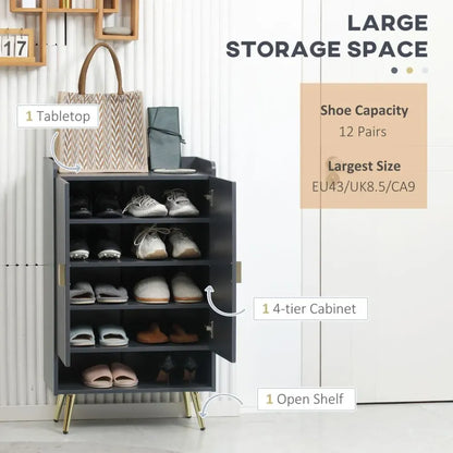 Modern Hallway Shoe Cupboard w/ Open Compartment Adjustable Shelf for Entryway S0671097179