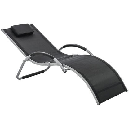 Ergonomic Lounger Chair Removable Headrest Aluminium Black S0671072175