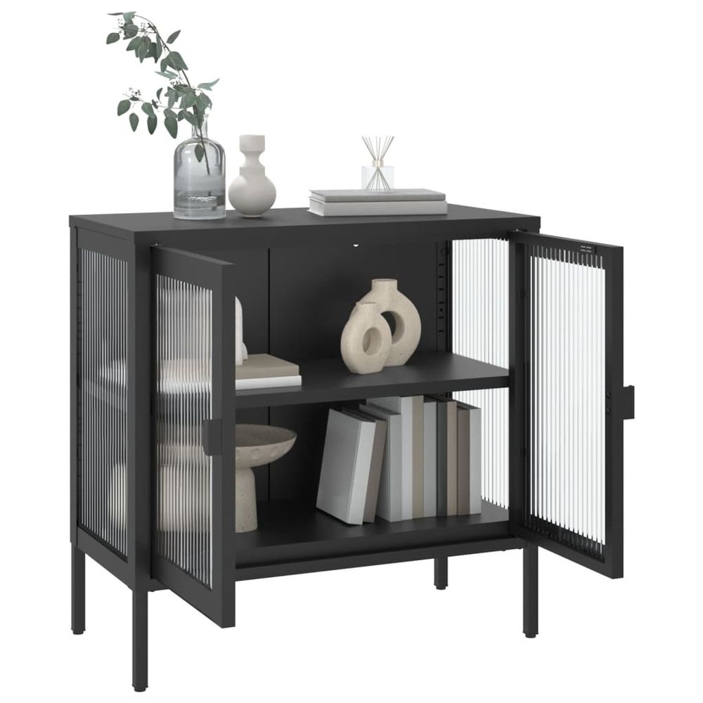 Sideboard Black 70x35x70 cm Glass and Steel S0671216379