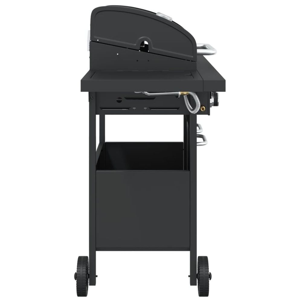 vidaXL Gas BBQ Grill with 4 Burners Black Powder-coated Steel V0671489801