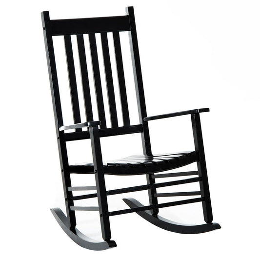 Outsunny Porch Rocking Chair, Poplar Wood, 69Wx86Dx115H cm-Black S0671072097