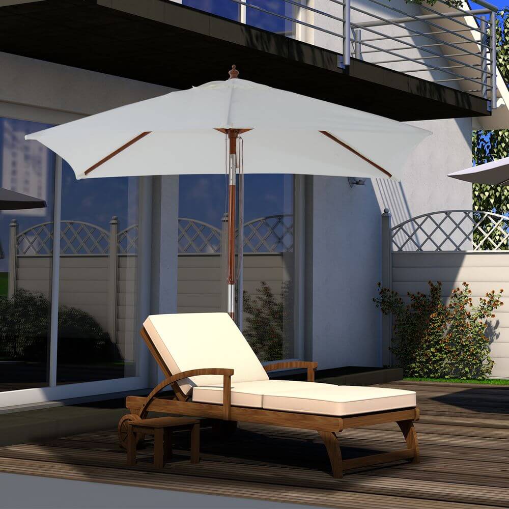 2m x 1.5m Patio Garden Parasol Sunshade Canopy Outdoor Backyard Furniture 6 Ribs V067942457