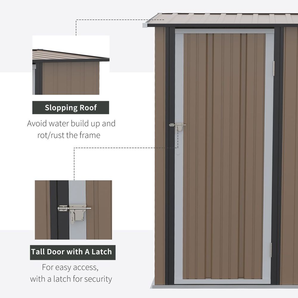 Outdoor Storage Shed Steel Garden Shed with Lockable Door Brown S0671210969