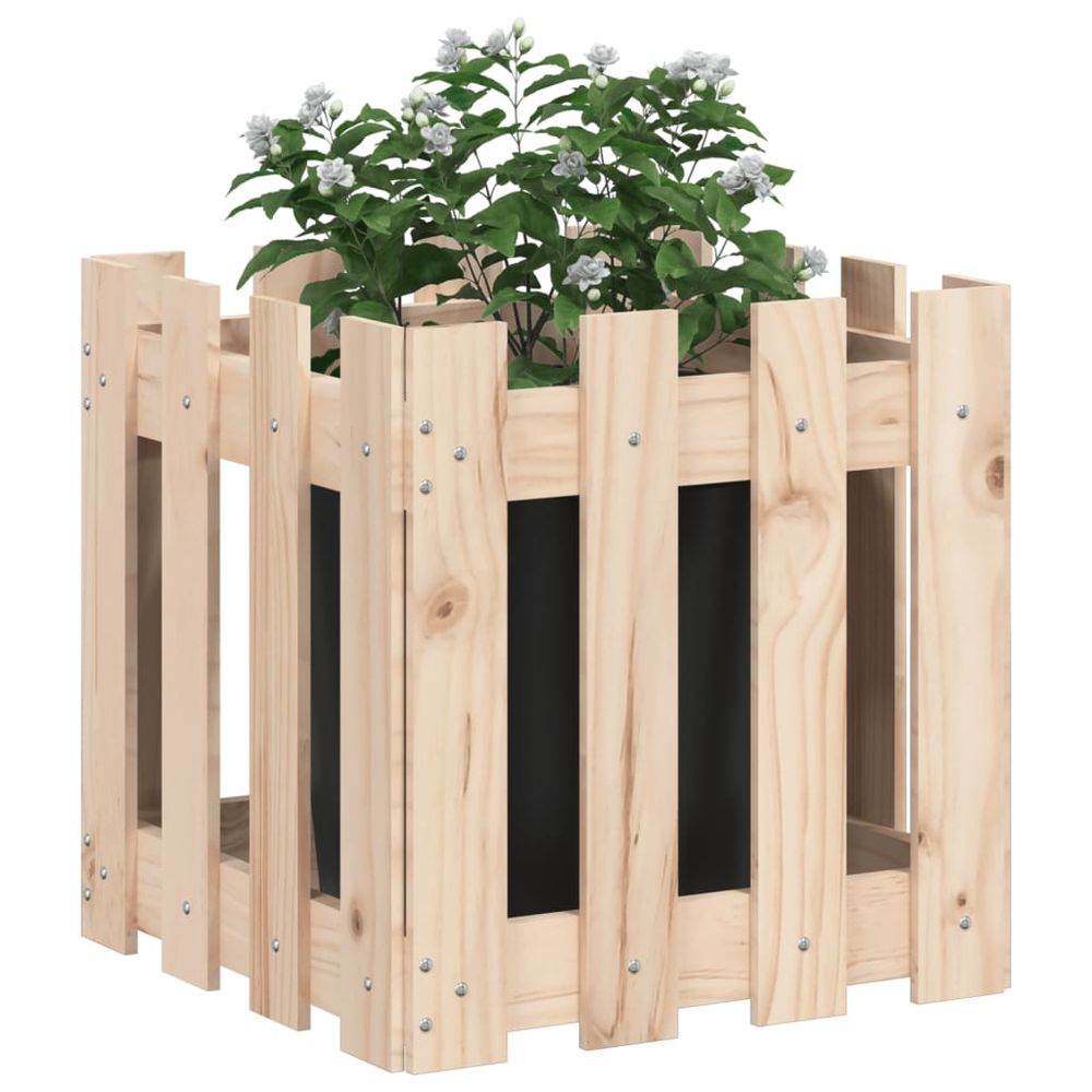 vidaXL Garden Planter with Fence Design 40x40x40 cm Solid Wood Pine S0671368190