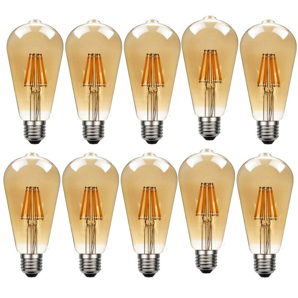 10Pack E27 LED Edison Dimmable Vintage Amber Glass Warm white 2700K Light Bulb S0671114259