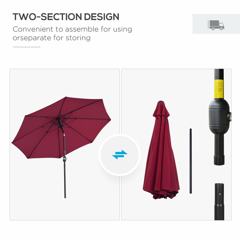 Outsunny ?2.6M Umbrella Parasol-Red S0671072266