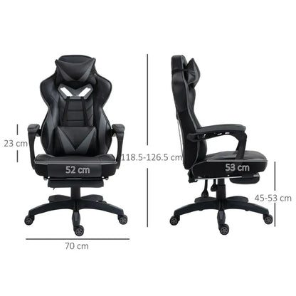 Gaming Chair Ergonomic Reclining w/ Manual Footrest Wheels Stylish Office Grey S0671102900