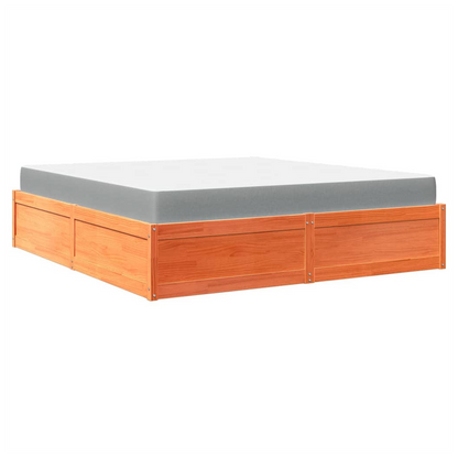 vidaXL Bed with Mattress Wax Brown 180x200 cm Super King Solid Wood Pine S0671489453