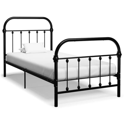 Bed Frame White Metal 90 x 200 cm to 180 x 200 cm S069795751