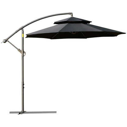 2.7m Banana Parasol Cantilever Handle, Cross BaseBlack S0671072321