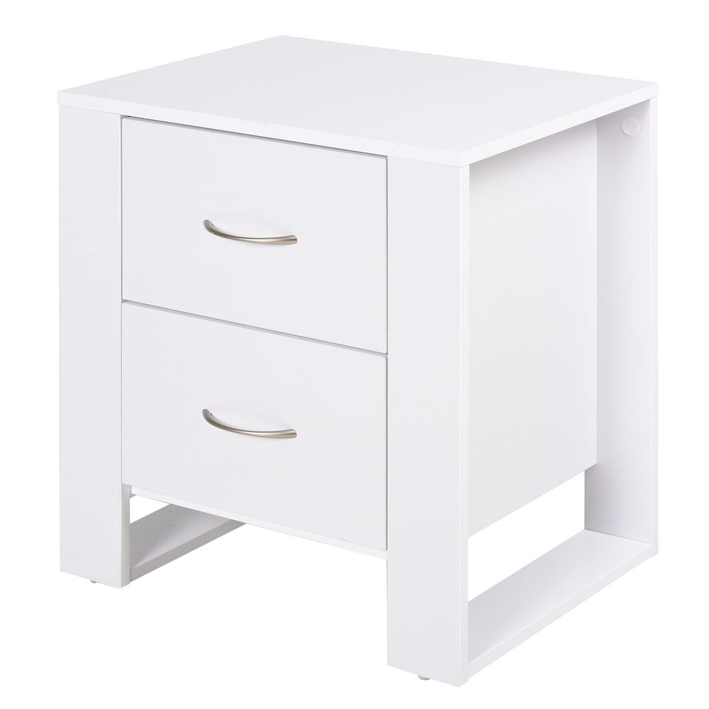 Particle Board 2-Drawer Bedside Table White S0671063320