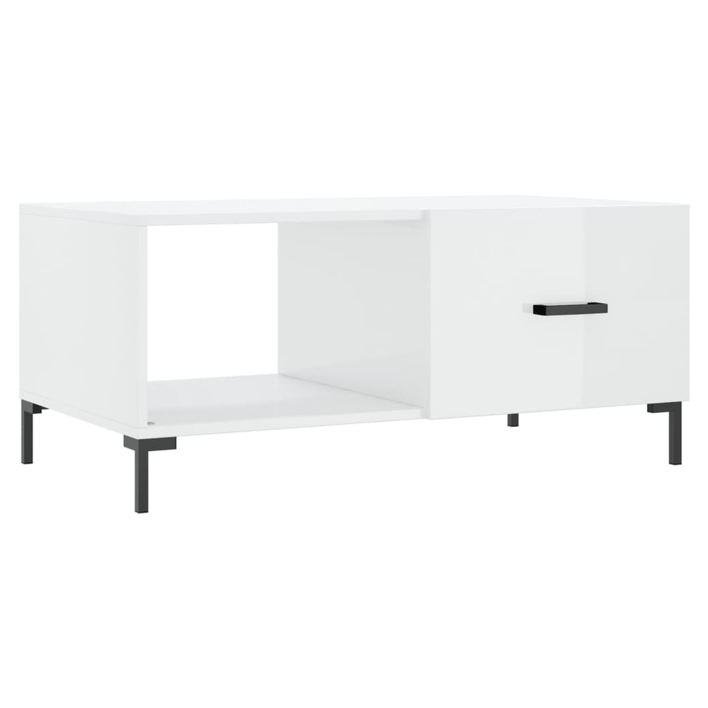 vidaXL Coffee Table High Gloss White 90x50x40 cm Engineered Wood S0671257135