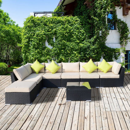 8 Pcs Rattan Sofa Set W/Cushions V067942091