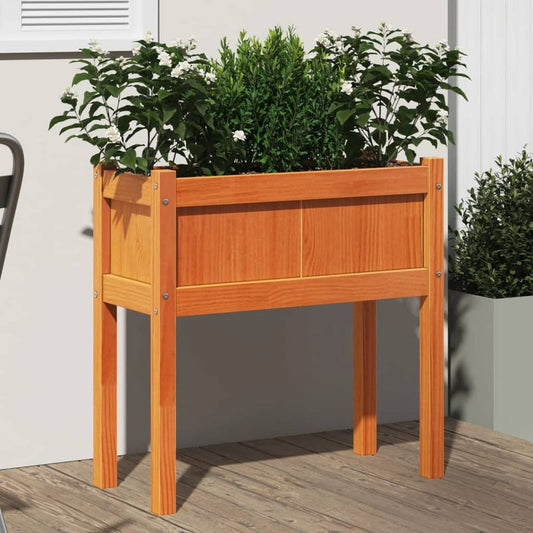 vidaXL Garden Planter with Legs Wax Brown 70x31x70 cm Solid Wood Pine S0671394910