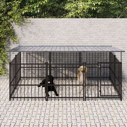 Outdoor Dog Kennel Steel 194 x 193.5 x 100 cm to 976 x 198 x 128 cm V0671100143