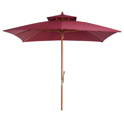 3m Patio Umbrella Bamboo Umbrella Parasol-Wine Red S067941539