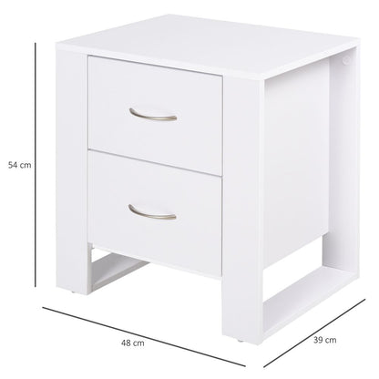 Particle Board 2-Drawer Bedside Table White S0671063320