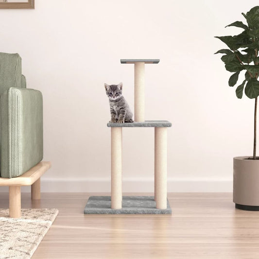 vidaXL Cat Tree with Sisal Scratching Posts Light Grey 85.5 cm S0671260744