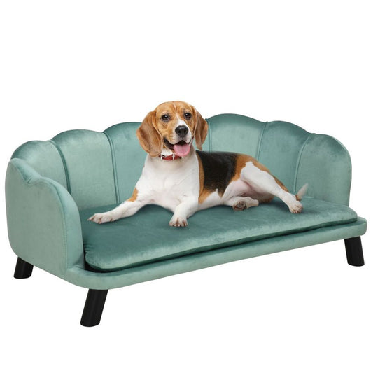 PawHut Dog Sofa, Pet Couch Bed for Medium, Large Dogs w/ Legs, Cushion - Green S0671346564