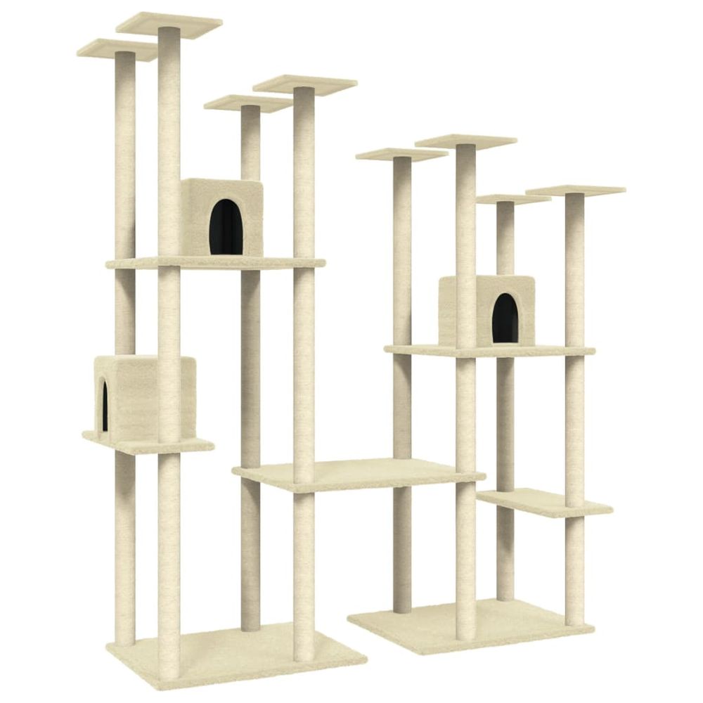 vidaXL Cat Tree with Sisal Scratching Posts Cream 174 cm V0671023115