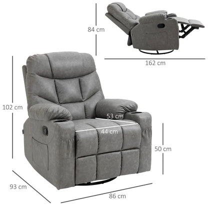 PU Leather Manual Recliner Chair Recliner Armchair Grey 360 Degreee swivel S0671102946