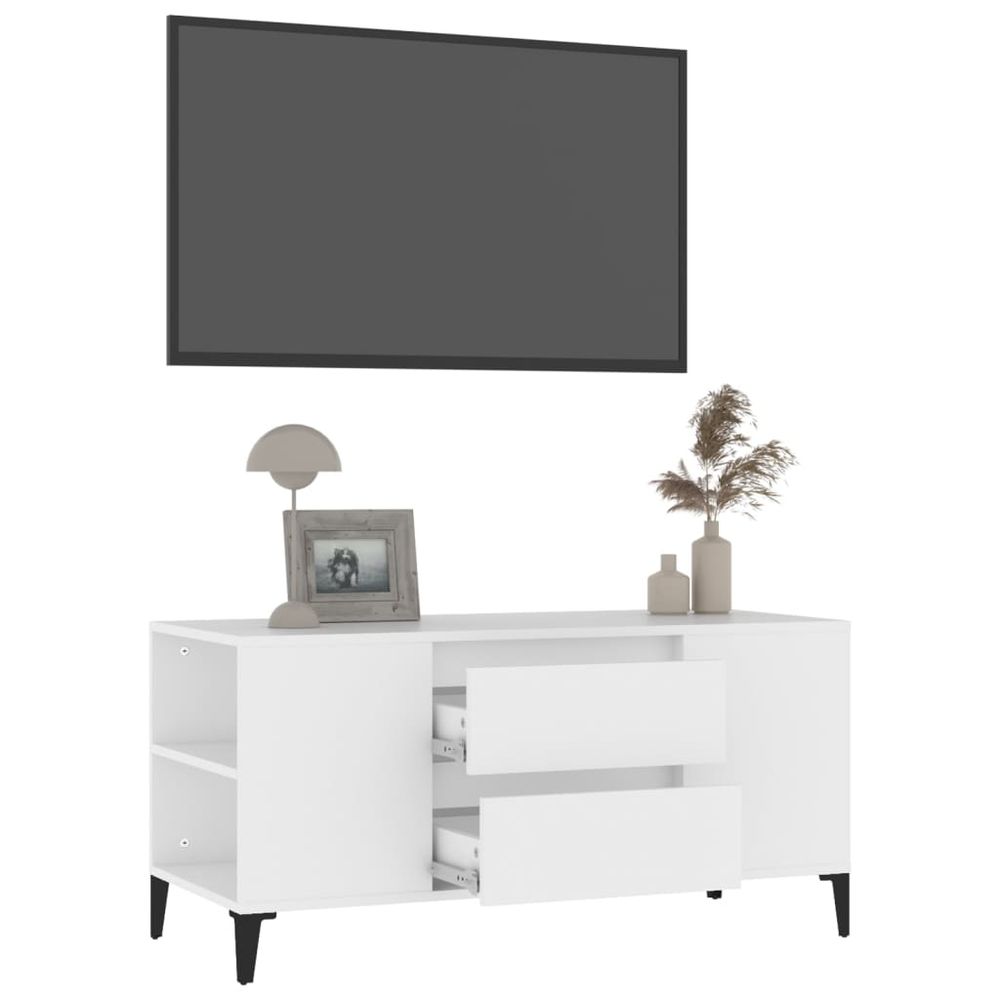 vidaXL TV Cabinet White 102x44.5x50 cm Engineered Wood S0671105442