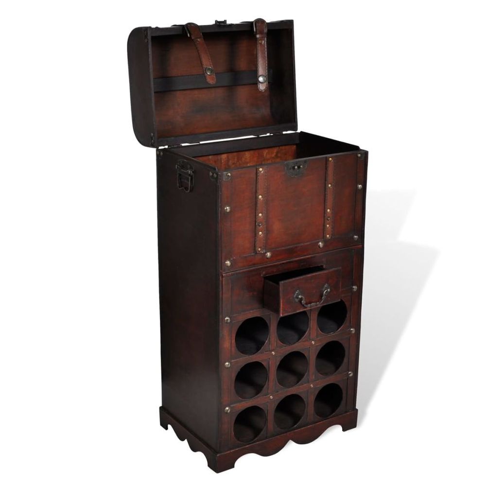 Wooden Wine Rack for 9 Bottles with Storage S069790379