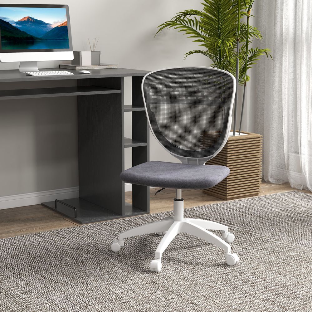 Vinsetto Desk Chair, Height Adjustable Mesh Office Chair with Wheels, Grey S0671383453