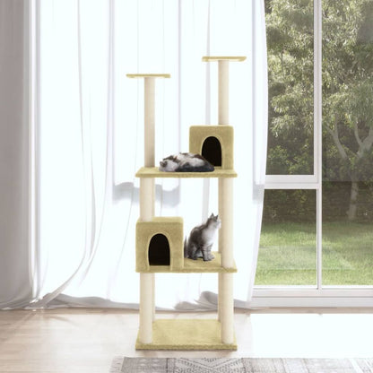 vidaXL Cat Tree with Sisal Scratching Posts Cream 141 cm V0671020919