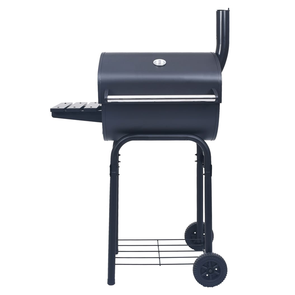 vidaXL Charcoal BBQ Grill Smoker with Bottom Shelf Black S0671350525