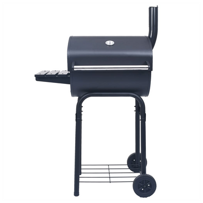 vidaXL Charcoal BBQ Grill Smoker with Bottom Shelf Black S0671350525