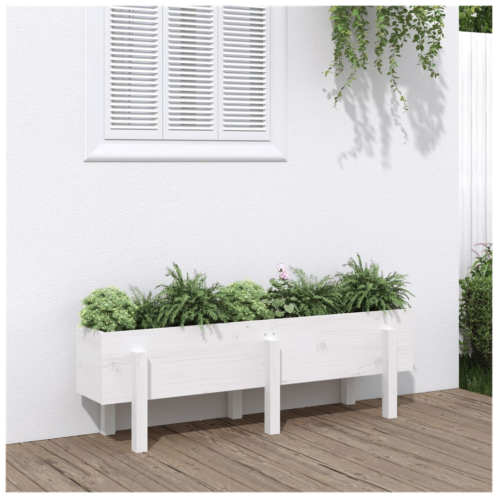 vidaXL Garden Raised Bed White 121x30x38 cm Solid Wood Pine S0671357970