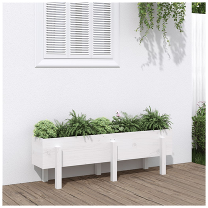 vidaXL Garden Raised Bed White 121x30x38 cm Solid Wood Pine S0671357970