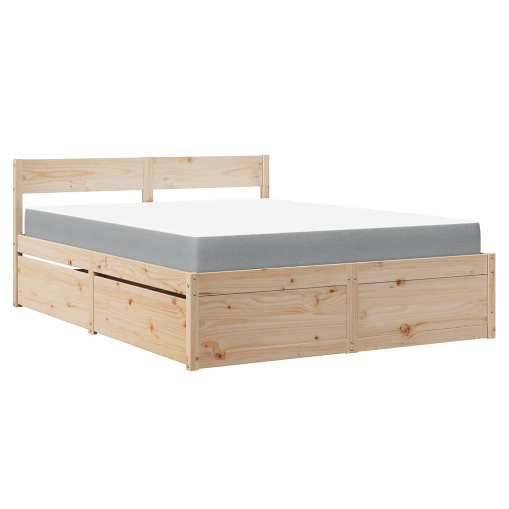 vidaXL Bed with Drawers and Mattress 160x200 cm Solid Wood Pine S0671489368