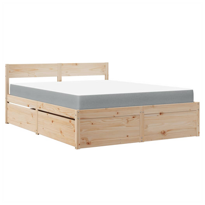 vidaXL Bed with Drawers and Mattress 160x200 cm Solid Wood Pine S0671489368