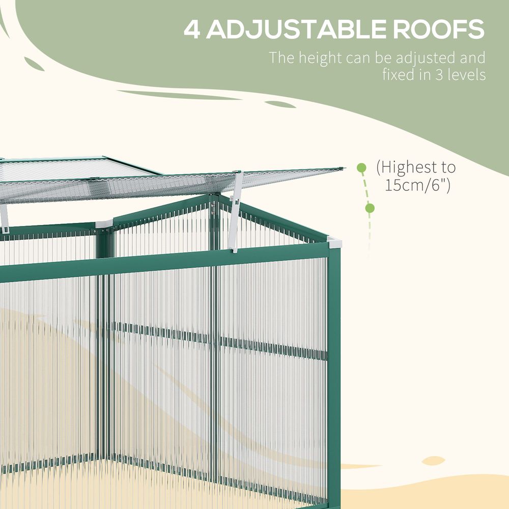 Outsunny Aluminium Cold Frame Greenhouse Planter with Openable Top 130x70x61cm S0671383556