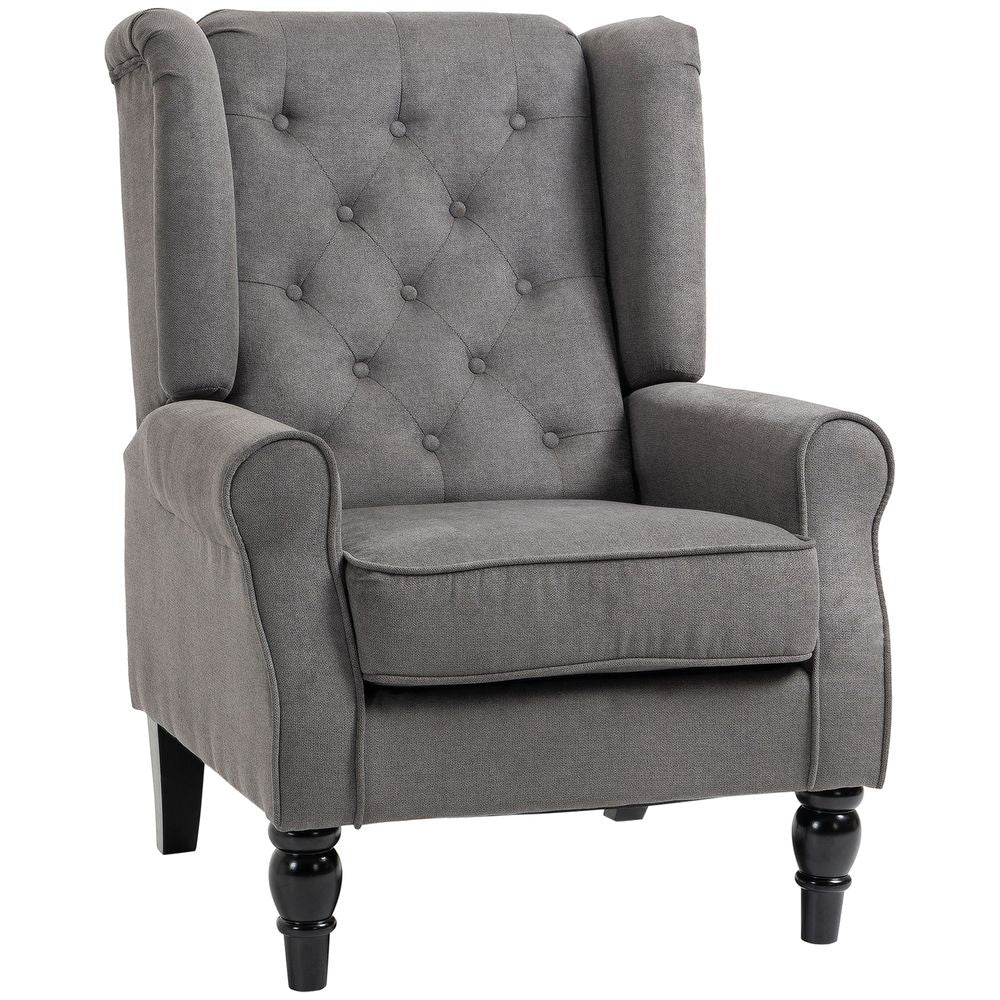 Accent Armchair Home Furniture Retro Tufted Club Wood Fabric Dark Grey S0671149106