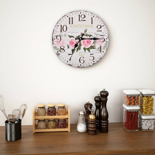 vidaXL Vintage Wall Clock Flower 30 cm S069812397