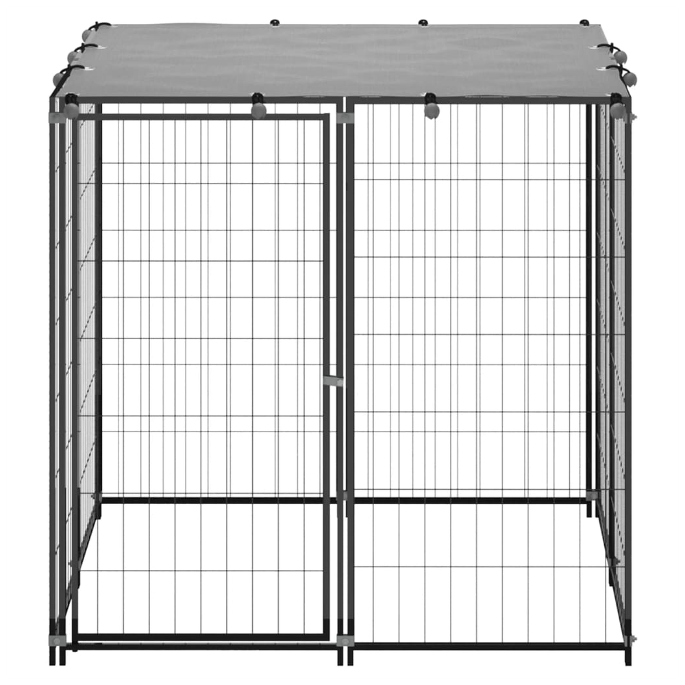 Dog Kennel Black 2.42 m� Steel V0671190021