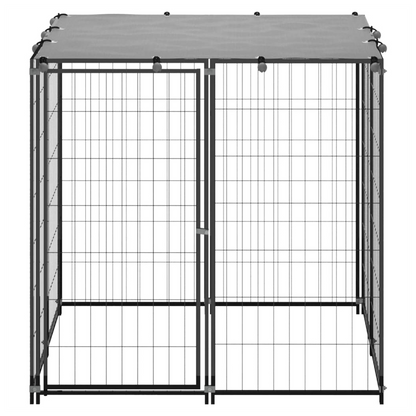 Dog Kennel Black 2.42 m� Steel V0671190021