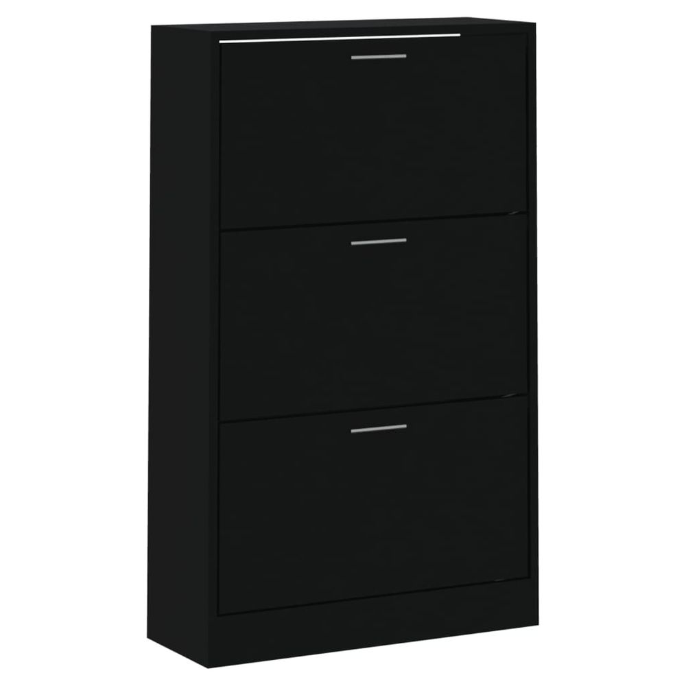 Shoe Cabinet Black 63x24x103 cm Engineered Wood S0671085592