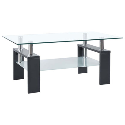 Coffee Table Black and Transparent 95x55x40 cm Tempered Glass V069823971