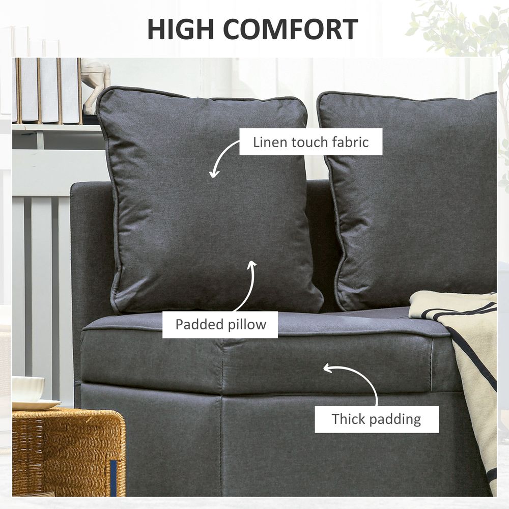 HOMCOM Folding Sleeper Sofa Bed Chair with Pillows, Pocket, Grey S0671383622