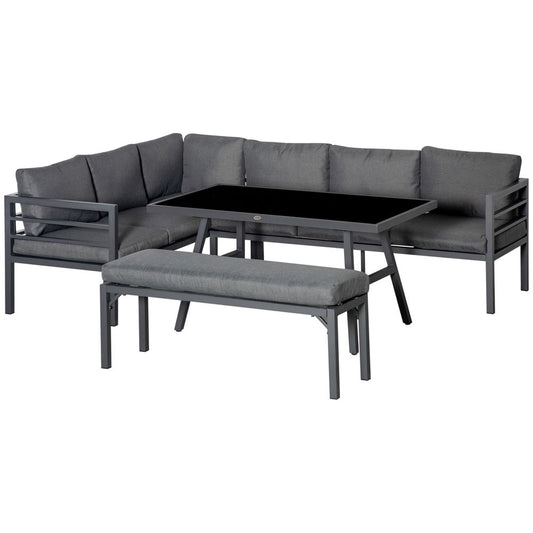 Outsunny 8-Seater Aluminium Garden Dining Sofa Furniture Set with Cushions S0671129871