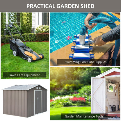 9 x 6FT Foundation Ventilation Steel Outdoor Garden Shed Grey S067941978