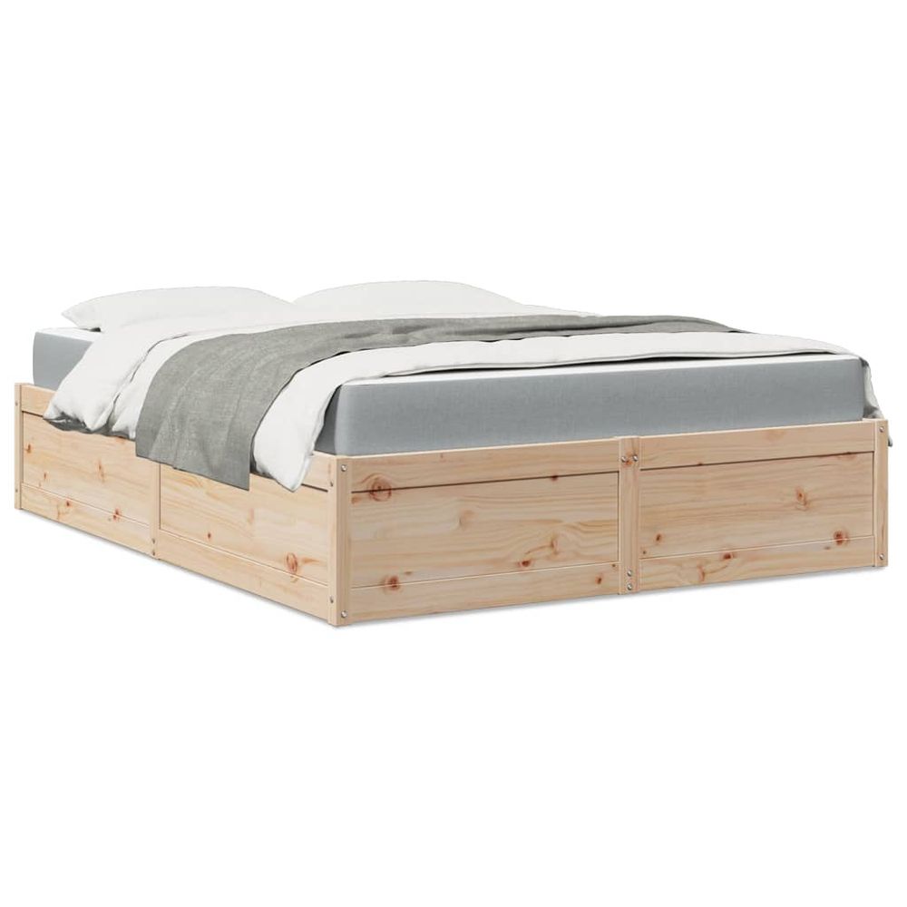 vidaXL Bed with Mattress 140x200 cm Solid Wood Pine S0671489398