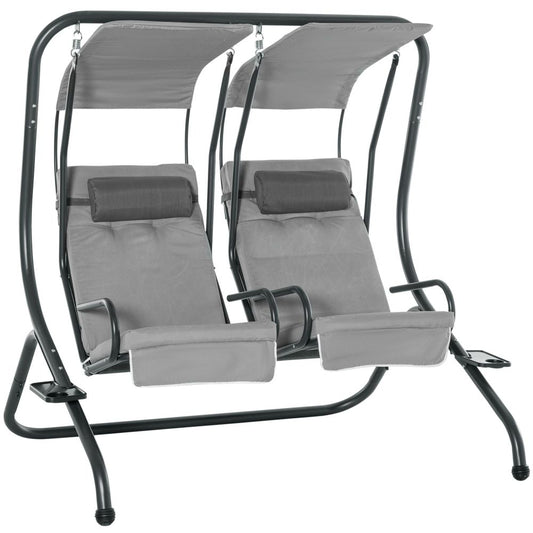 Canopy Swing Modern Outdoor Relax Chairs w/ 2 Separate Chairs, Grey S0671072024